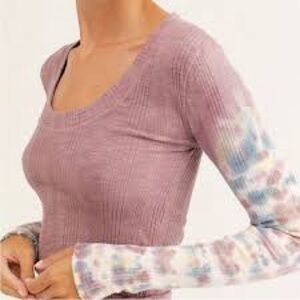 We The Free Mauve Ribbed Thermal Top XS